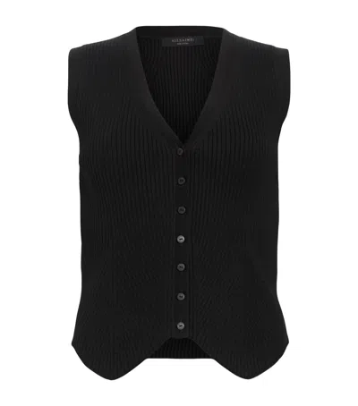 Allsaints Knitted Cruz Waistcoat In Black