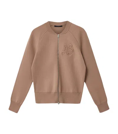 Allsaints Knitted Sonny Bomber Jacket In Brown