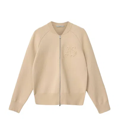 Allsaints Knitted Sonny Bomber Jacket In Neutral