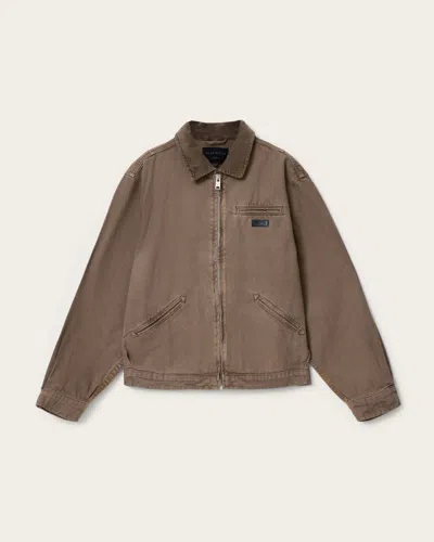 Allsaints Korey Relaxed Fit Canvas Jacket In Brown