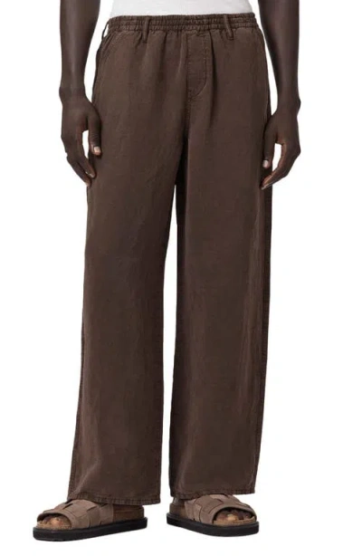 Allsaints Korten Wide Leg Pull-on Pants In Brown