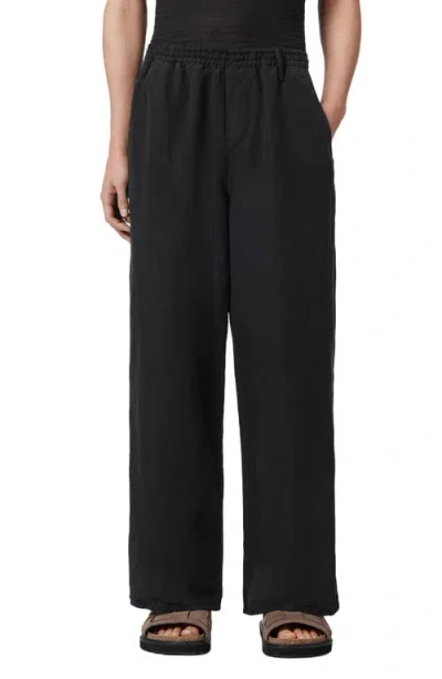Allsaints Korten Wide Leg Pull-on Pants In Black