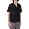 Allsaints Mens Bandol Relaxed-fit Short-sleeve Linen-blend Shirt Dark Charcoal Xl In Black