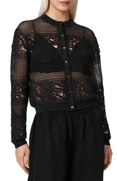 Allsaints Kyra Mesh Cardigan In Black