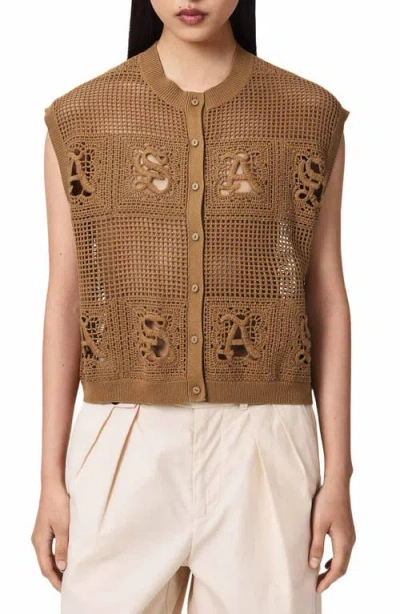 Allsaints Kyra Open Stitch Sweater Vest In Brown