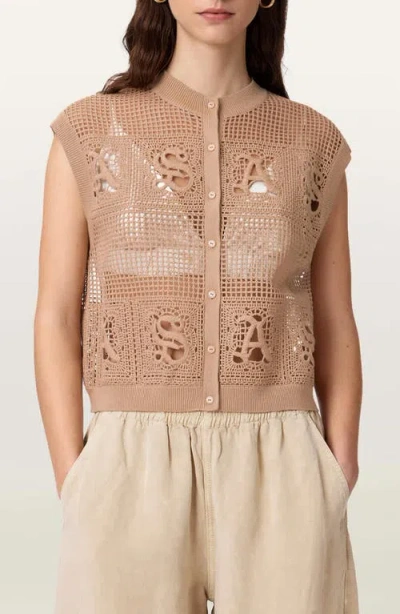Allsaints Kyra Open Stitch Sweater Vest In Brown