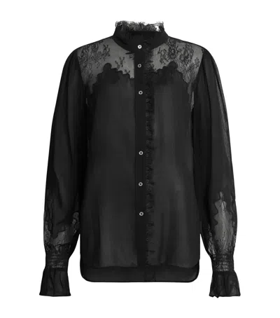 Allsaints Lace-insert Rory Shirt In Black