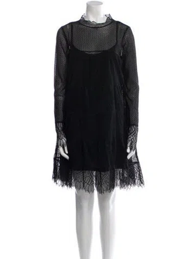 Pre-owned Allsaints Lace Knee-length Dress In Black