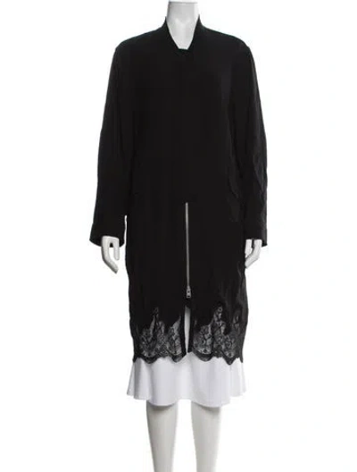 Pre-owned Allsaints Lace Pattern Coat In Black