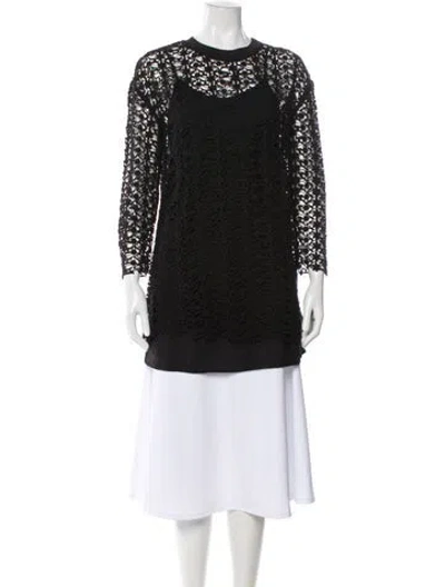 Pre-owned Allsaints Lace Pattern Crew Neck Sweater In Black