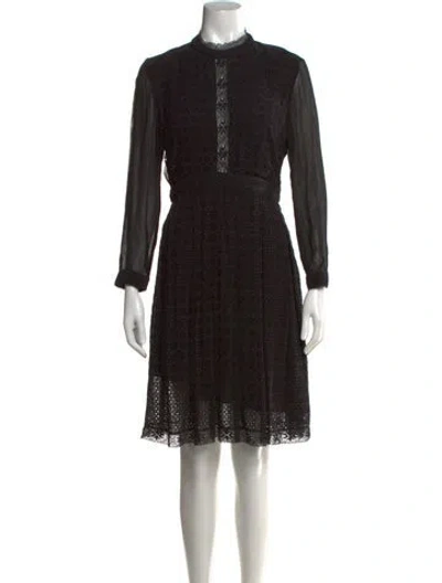 Pre-owned Allsaints Lace Pattern Knee-length Dress In Black