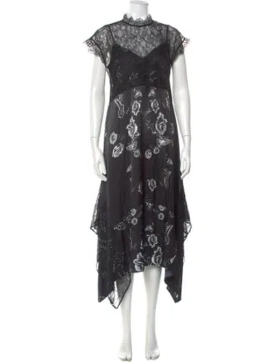 Pre-owned Allsaints Lace Pattern Long Dress W/ Tags In Black