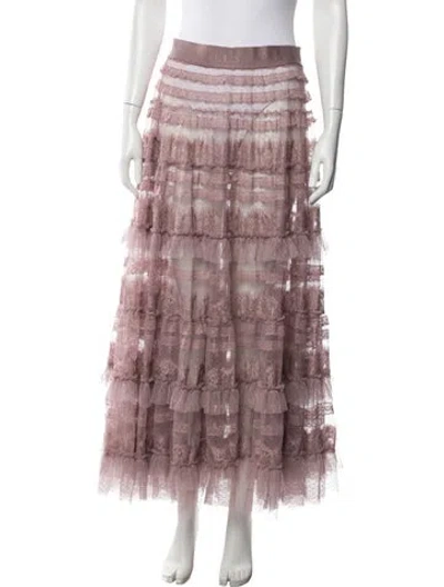 Pre-owned Allsaints Lace Pattern Long Skirt In Pink