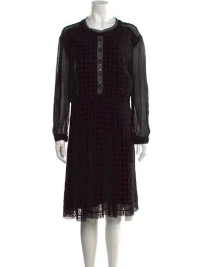 Pre-owned Allsaints Lace Pattern Midi Length Dress In Black