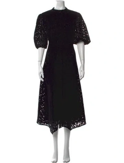 Pre-owned Allsaints Lace Pattern Midi Length Dress In Black