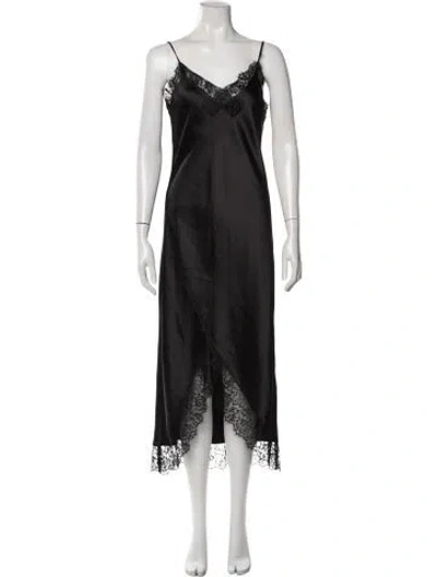 Pre-owned Allsaints Lace Pattern Midi Length Dress W/ Tags In Black
