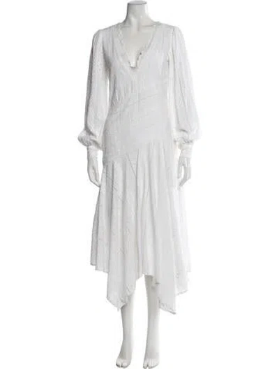Pre-owned Allsaints Lace Pattern Midi Length Dress In White