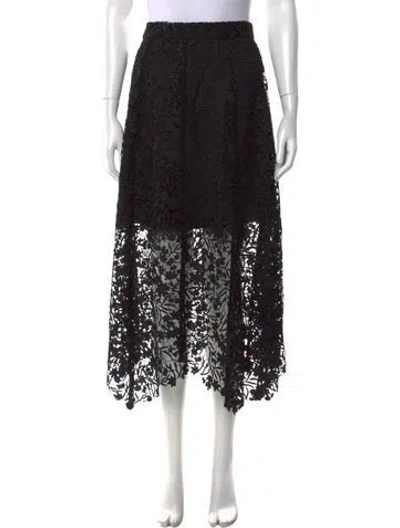 Pre-owned Allsaints Lace Pattern Midi Length Skirt In Black