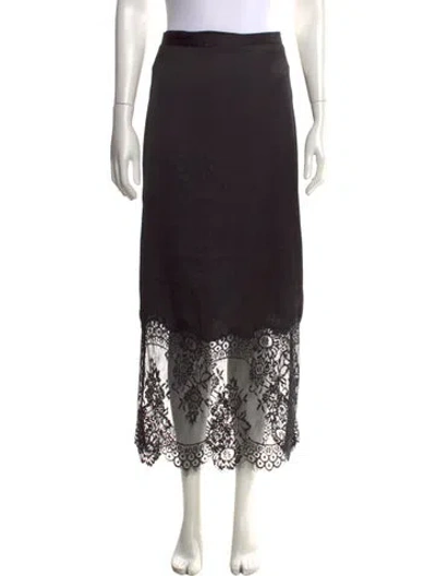 Pre-owned Allsaints Lace Pattern Midi Length Skirt In Black