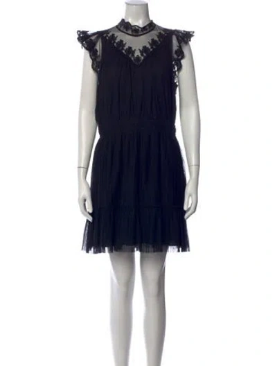 Pre-owned Allsaints Lace Pattern Mini Dress In Black