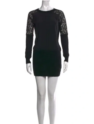 Pre-owned Allsaints Lace Pattern Mini Dress In Black