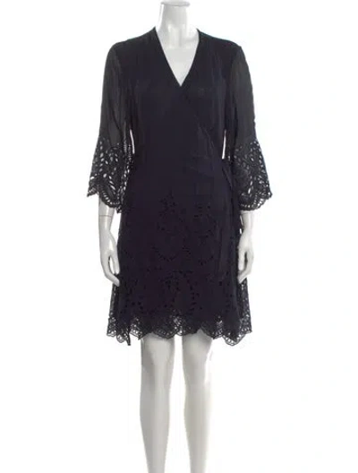 Pre-owned Allsaints Lace Pattern Mini Dress In Blue