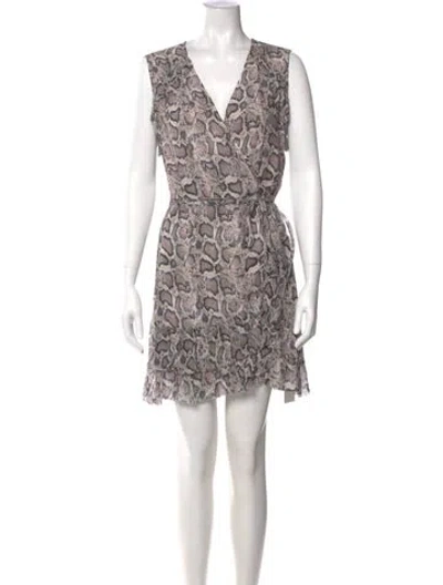 Pre-owned Allsaints Lace Pattern Mini Dress In Gray