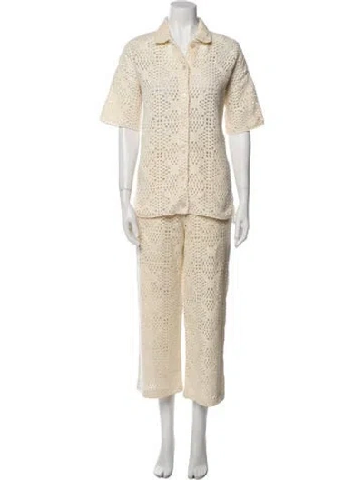 Pre-owned Allsaints Lace Trim Embellishment Pant Set In Neutral