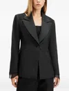 Allsaints Lacey Lace-insert Single-breasted Blazer In Black