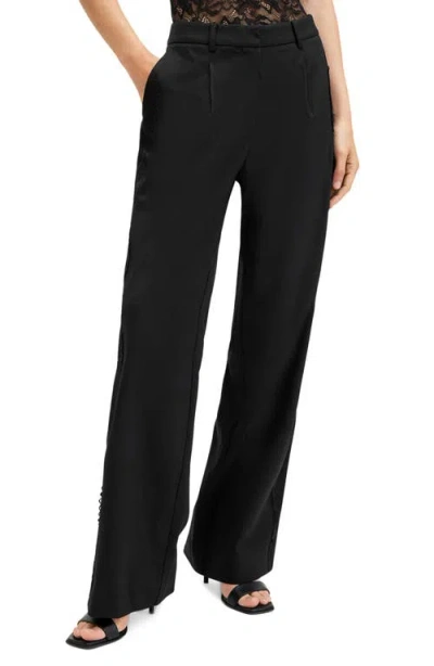 Allsaints Lacey Lace Trim Flare Pants In Black