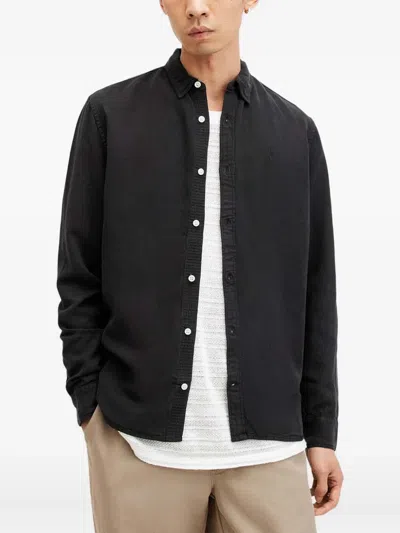 Allsaints Laguna Button-down Long-sleeve Shirt In Black