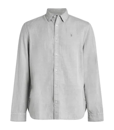 Allsaints Laguna Linen Blend Shirt In Ash Grey