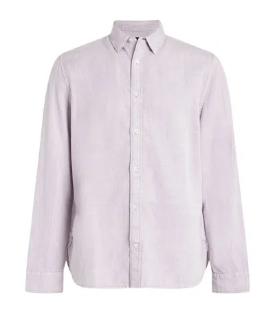 Allsaints Laguna Linen Blend Shirt In Smokey Lilac
