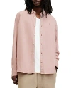 Allsaints Laguna Linen Blend Relaxed Fit Shirt In Bramble Pink