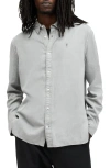 Allsaints Laguna Linen Blend Shirt In Ash Grey