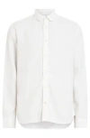 Allsaints Laguna Linen Blend Relaxed Fit Shirt In Optic White