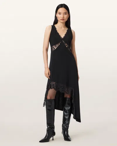 Allsaints Lailey Asymmetric Sleeveless Dress In Black