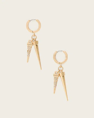 Allsaints Laio Double Spike Earrings In Gold