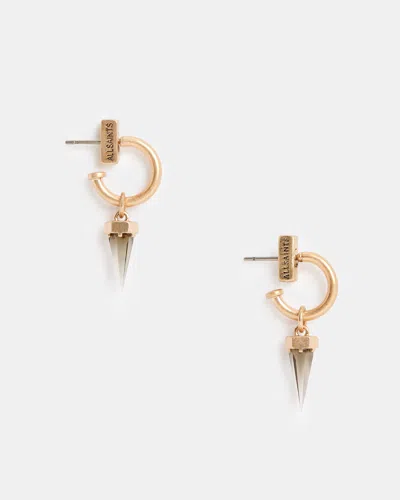 Allsaints Laio Gold-tone Spike Hoop Earrings In Warm Brass/black