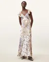 Allsaints Womens Origin Ditsy B Lala Ditsy-print Woven Maxi Dress In Origin Ditsy Brown