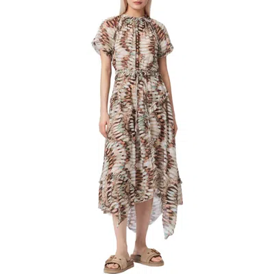 Allsaints Womens Oceano Soft Pi Lamaia Abstract-print Cotton Maxi Dress In Multi