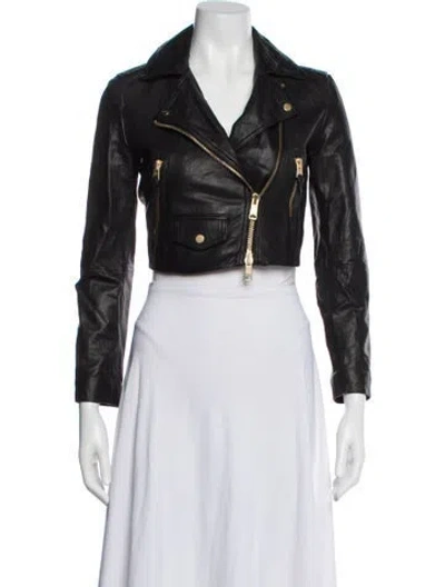 Pre-owned Allsaints Lamb Leather Biker Jacket In Black