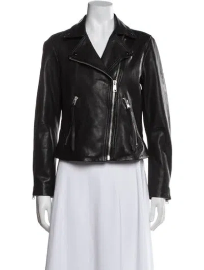 Pre-owned Allsaints Lamb Leather Biker Jacket In Black