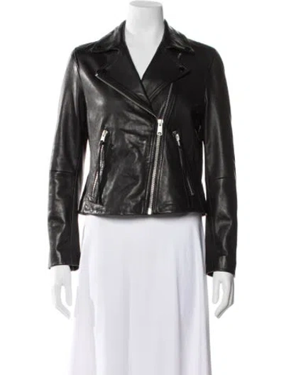 Pre-owned Allsaints Lamb Leather Biker Jacket In Black