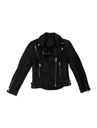 Pre-owned Allsaints Lamb Leather Biker Jacket In Black