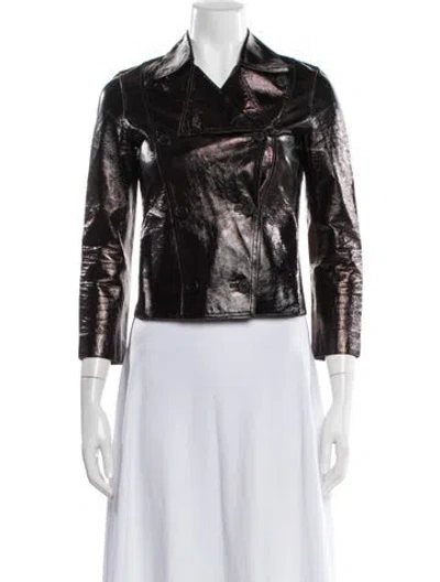 Pre-owned Allsaints Lamb Leather Biker Jacket In Black