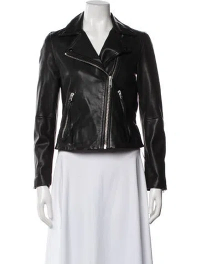 Pre-owned Allsaints Lamb Leather Biker Jacket In Black