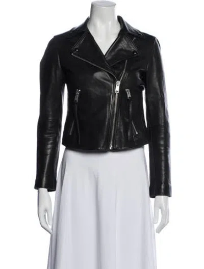 Pre-owned Allsaints Lamb Leather Biker Jacket In Black