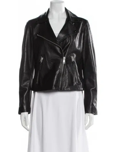Pre-owned Allsaints Lamb Leather Biker Jacket In Black