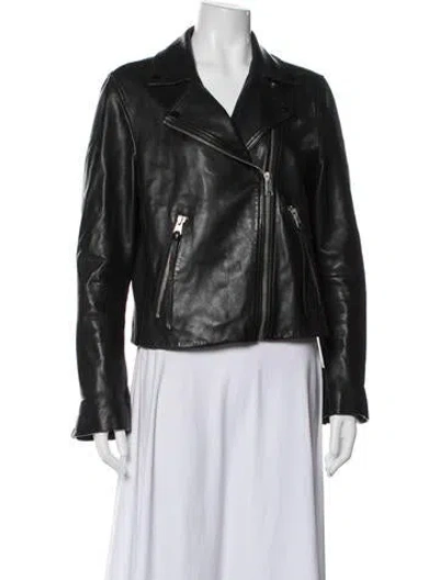 Pre-owned Allsaints Lamb Leather Biker Jacket In Black